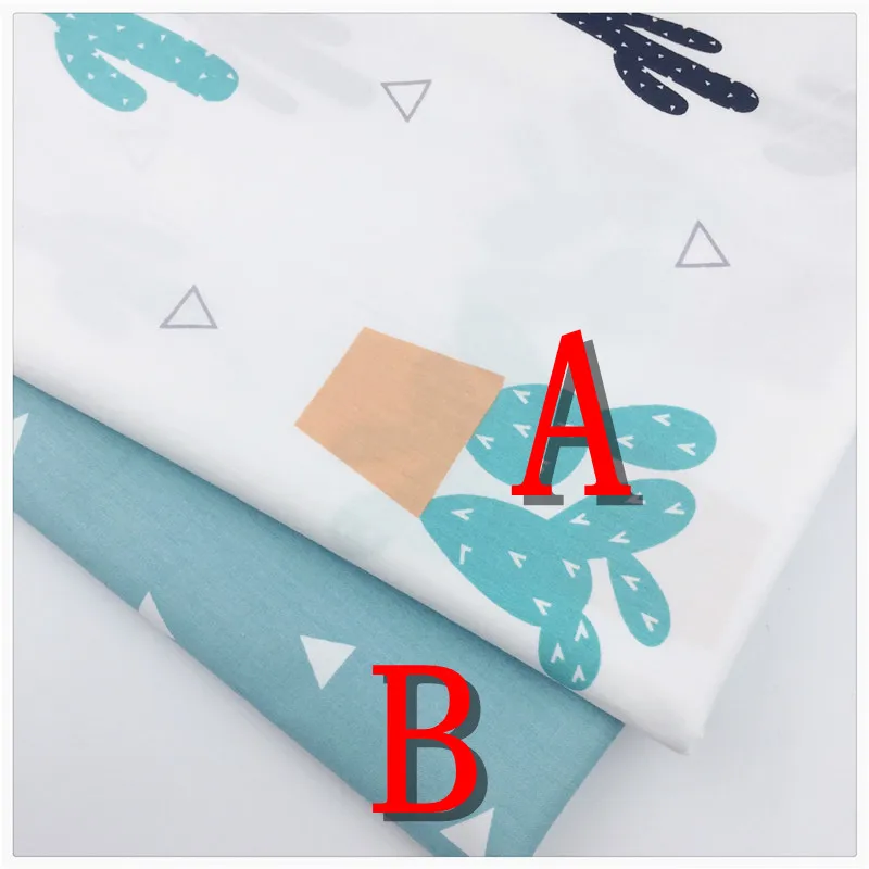 Голубая хлопковая ткань С КАКТУСОМ для растений стеганая ручная работа шитье