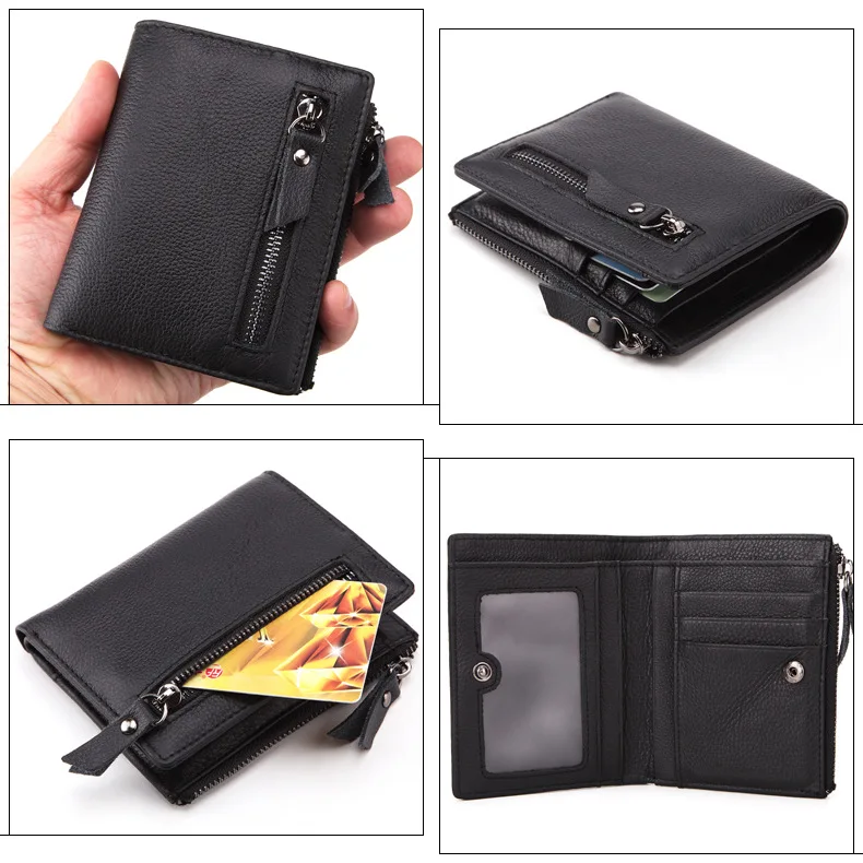 Мужской кошелек из натуральной кожи с держателем для монет короткие мужские