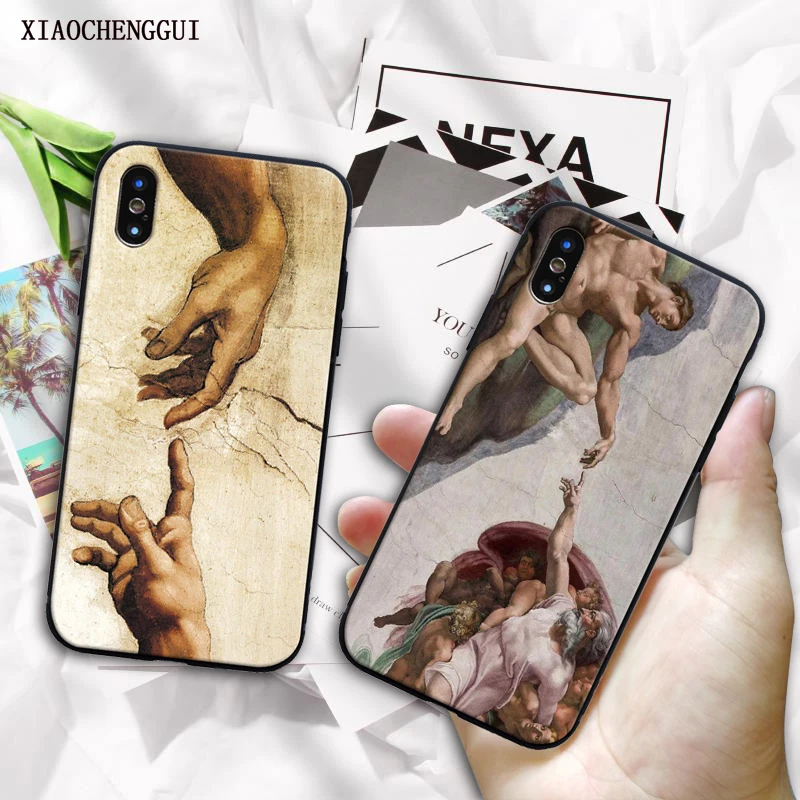 

Art Fresco Michelangelo Creation of Adam Soft Silicone Case Shell For iPhone 13 11 12 mini pro 5 6 6s 7 8 Plus X XR XS MAX Cover