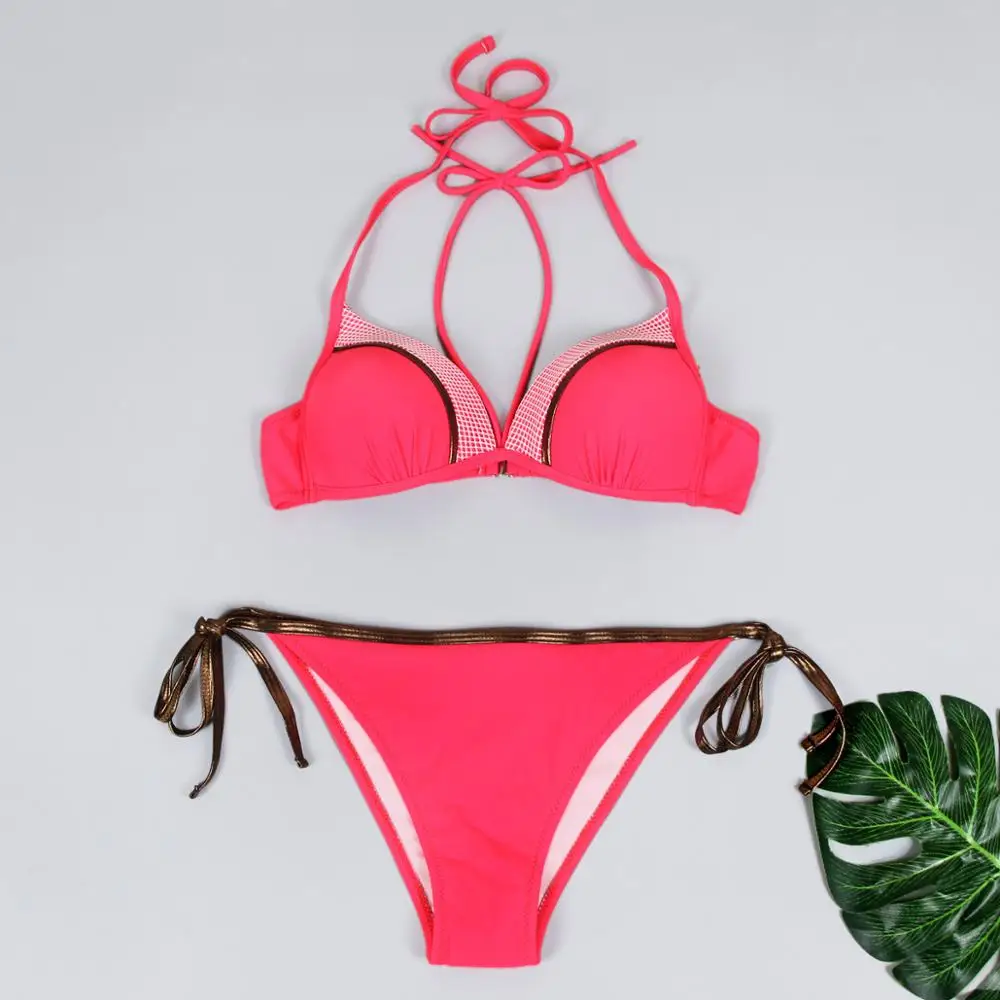 

Bikini 2019 Swimsuit Women Low Waist Mesh Push Up Summer Bathing Suits Beachwear Plus Size Swimwear