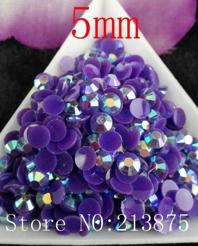 

Free shipping DIY 2500pcs Drak purple Magic color AB jelly 5mm resin rhinestones Nail Art applique strass Non hot fix SS20