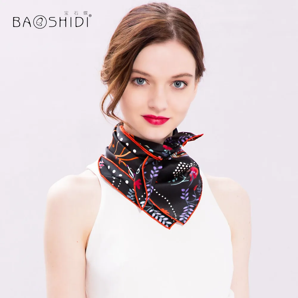 

Шарф женский BAOSHIDI, квадратный, из 100% шелка, ручная печать