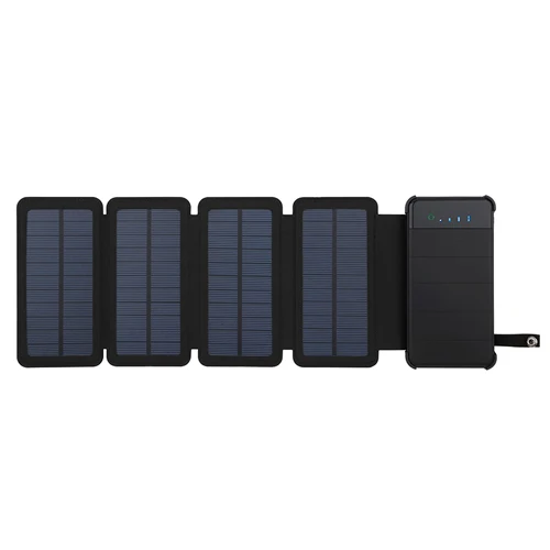 Black with 4 Solar Солнечное зарядное устройство 10000 мАч портативное зарядное устройство солнечная панель двойной USB внешний аккумулятор универсальный внешний аккумулятор с светодиодный светильник для iPhone - Цвет: Black with 4 Solar