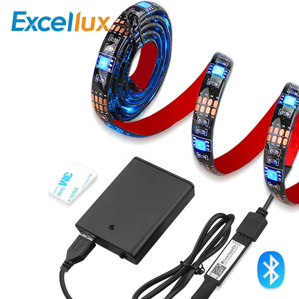 Светодиодная лента 5 В с питанием от аккумулятора ТВ задний светильник RGB 1 м 2