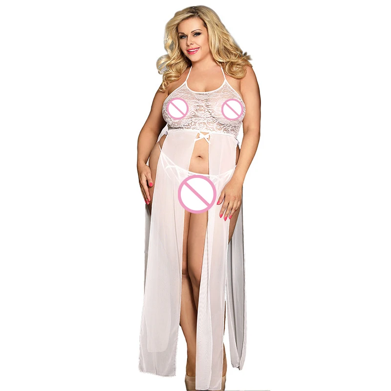 Xxxl 5xl синий белый лук Открытый Длинный BabyDoll женское сексуальное открытое эротическое белье, порно-костюмы сексуальное женское белье платье одежда для сна 252 - Цвет: white