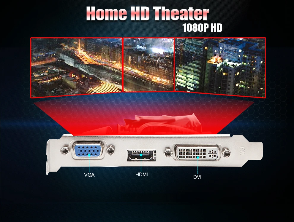 Видеокарта VEINIDA GT610 с дисплеем vga карты 2 ГБ DDR3 700/1000 МГц для nVIDIA Geforce игровой ПК