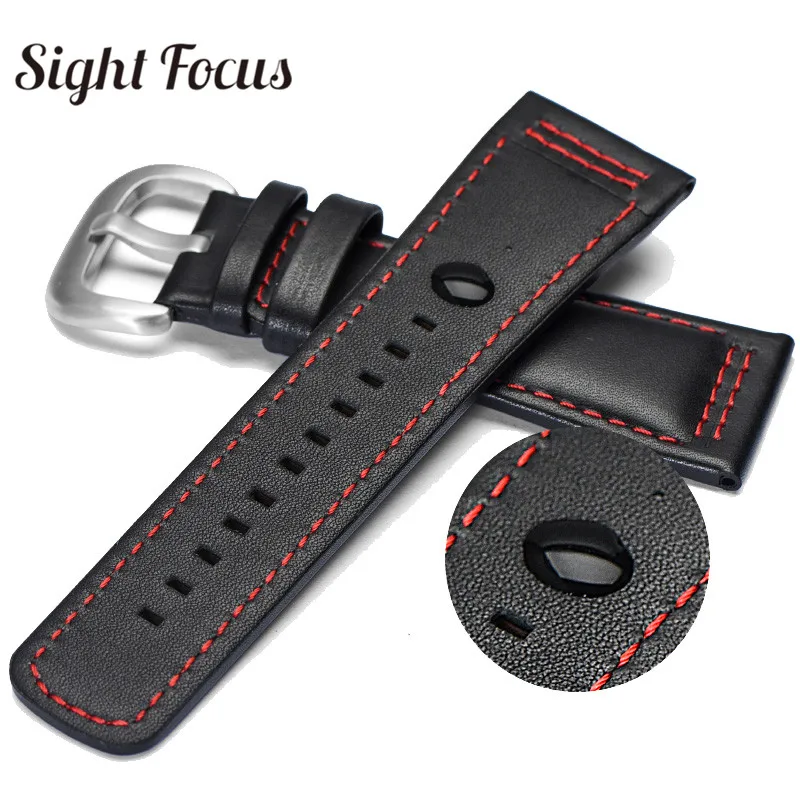 28mm Italian Calfskin Leather Watch Band for Seven Friday P1|P2 Black Belt Pin Buckle Replacement Strap Men Bracelet | Наручные часы