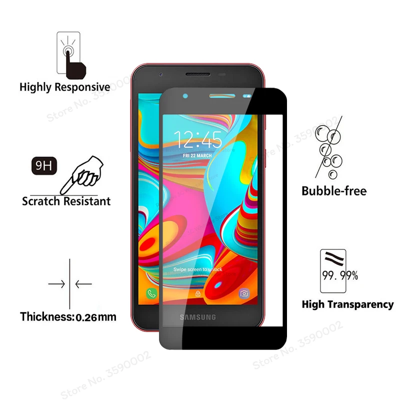 Закаленное стекло с полным покрытием для Samsung a2 core Защитное экрана galaxy a 2 a2core
