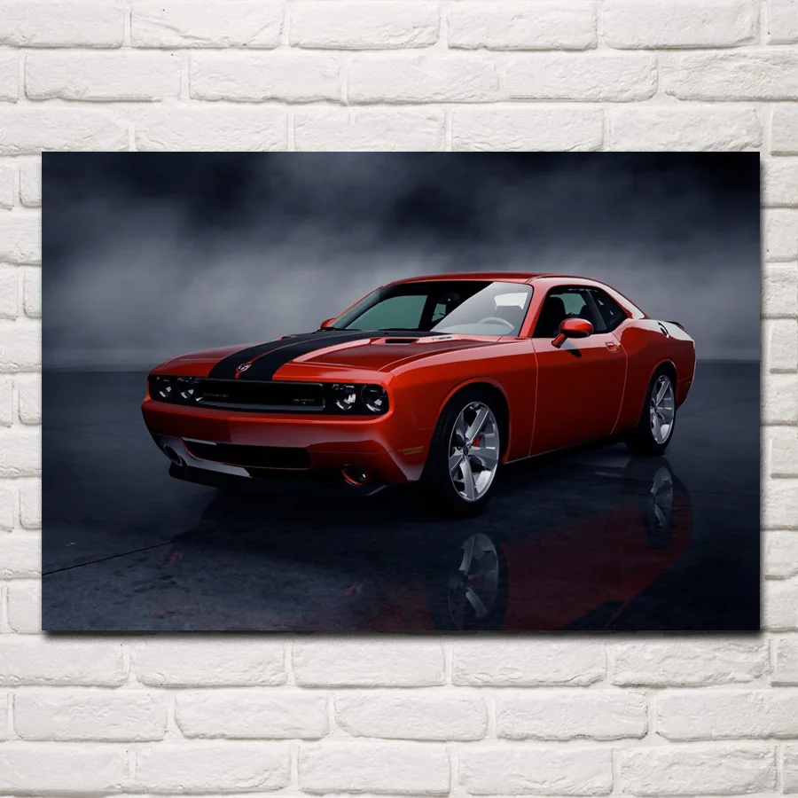 

cool red Challenger retro classic muscle sports car artwork posters on the wall picture home living room decoration KC259