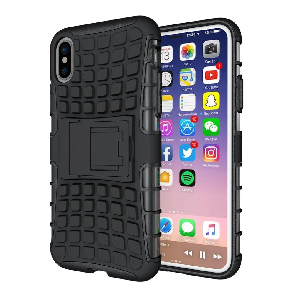 Для iPhone X чехол Гибридный армированный жесткий текстурный дизайн защитный с