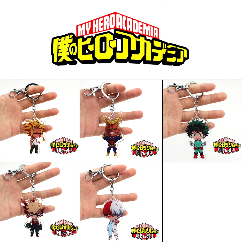 POFUNUO аниме мой герой Academy Izuku Midoriya Katsuki Bakugou All Might Shoto Todoroki Подвеска из ПВХ брелок для