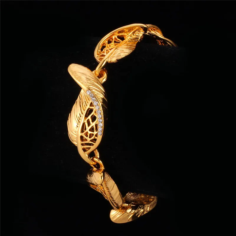 Новый товар желтое золото цвет милые браслеты и прозрачные листья для девочек