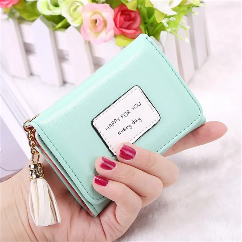 Женский милый кожаный кошелек на молнии Модный женский портативный