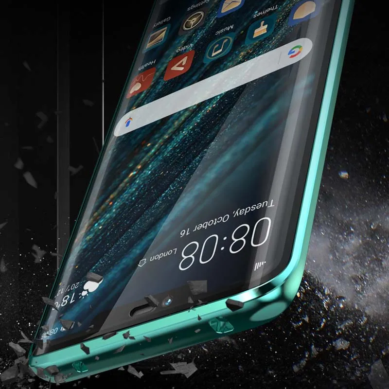 Роскошный Алюминиевый металлический магнитный чехол для huawei Mate20 Mate20Pro 360 Передний+ задний двухсторонний закаленное стекло Адсорбция KS0162