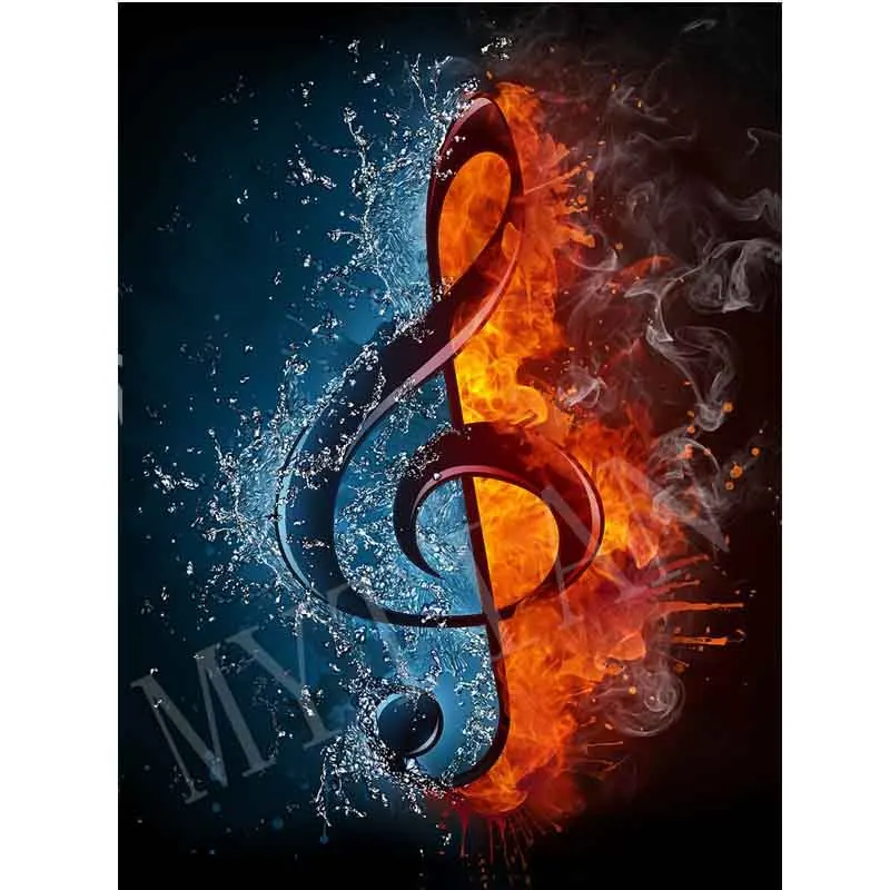 Музыкальные инструменты Water & fire вышивка узор из смолы полная квадратная/круглая