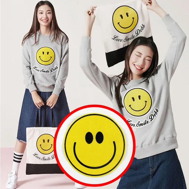 2 шт. модная мультяшная большая желтая ткань со смайликом аксессуары для вышивки