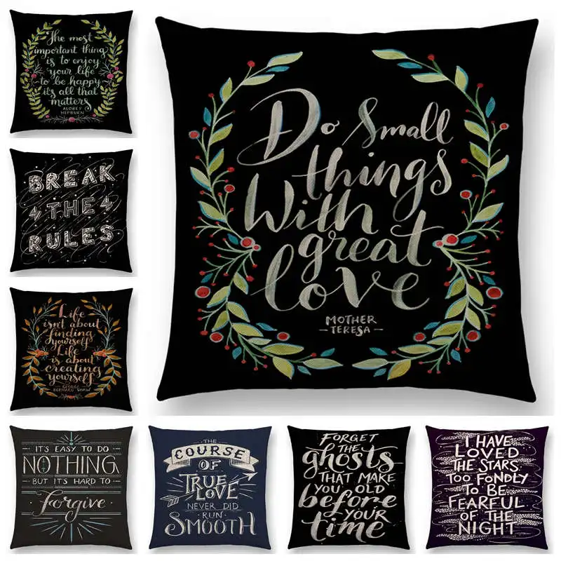 Декоративный чехол для дивана с буквами цветами и листом|cushion cover|throw pillow casessofa throw