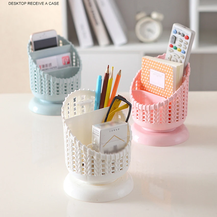

Hollow Breathable Pen Holder Plastic 3 Grids Pencil Holder Organizer Desktop Makeup Brush Mobile Phone Storage Container Pot