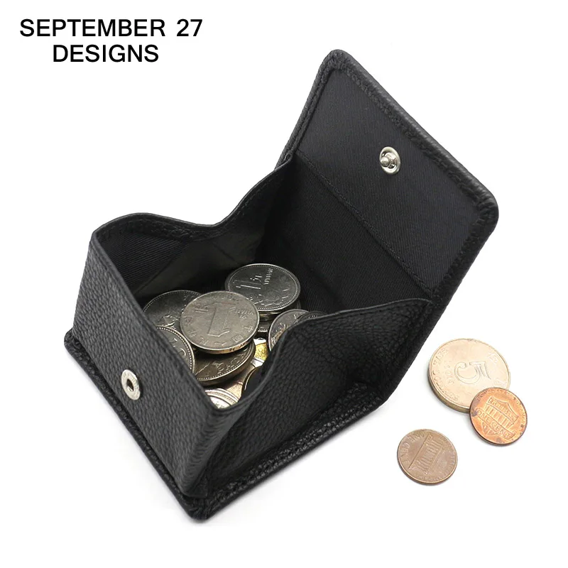 New Fashion Mini Coin Purses Men Genuine Leather Women Square Coin Pocket 100% Cowskin High Quality Casual Hasp Money Bag Wallet