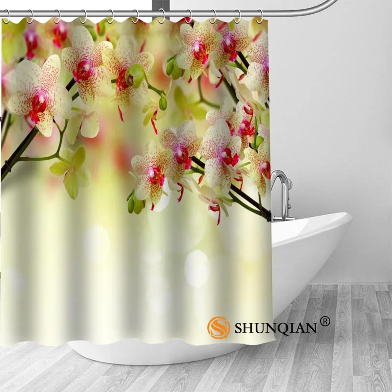 Занавеска для ванной с орхидеями на заказ Современная занавеска душа красивая