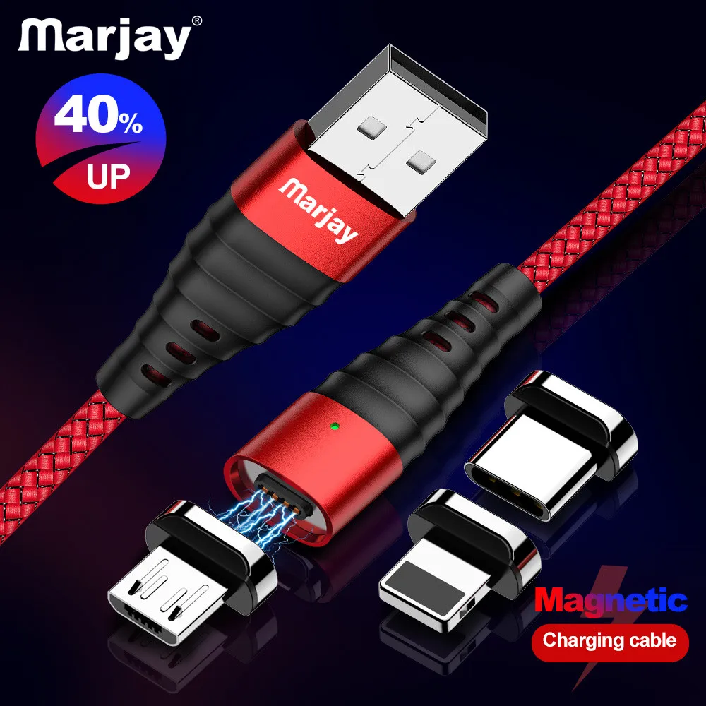 Магнитный зарядный кабель Marjay Micro USB кабель для iPhone 7 8 X XS MAX Magnet charger usb type C кабель 3A провод для быстрого заряда шнур