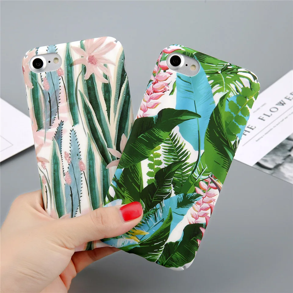 Lovebay чехол для телефона для iPhone 6, 6s, 7, 8 Plus, X, XR, XS, Max, 5, 5S, SE, мультяшный красивый цветок, тропический лист, Жесткий Чехол для iPhone X
