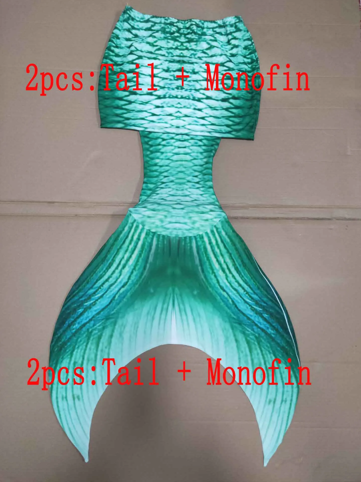 2pcsTail Add Monofin Женский купальник для взрослых, хвост русалки, для плавания, с филппером, монофин, купальный костюм для девочек, детский и взрослый костюм бикини - Цвет: 2pcsTail Add Monofin