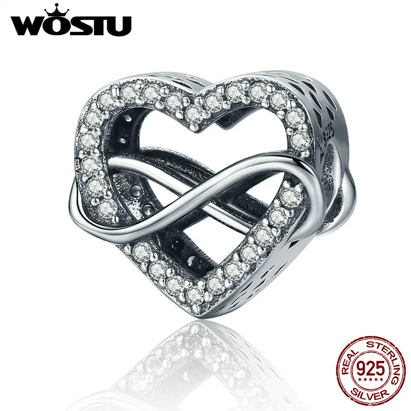 WOSTU, модные, 925 пробы, серебряные, Бесконечная любовь, бесконечность, любовь, бусины, подходят к оригинальному WST, браслеты с подвесками, сделай сам, ювелирное изделие, подарок, FIC432