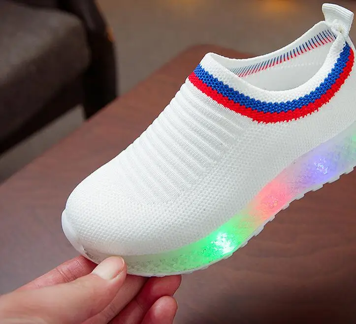 New Fashion LED lighting kids casual shoes soft slip on children sneakers breathable girls boys tennis | Детская одежда и обувь