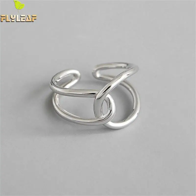 Кольцо женское Двухслойное из серебра 925 пробы с линиями Креста | Украшения и