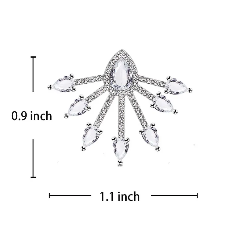 iMucci Elegant Silver Color Ear Studs Unguiform Shape AAA Cubic Zirconia Stone Earrings Women Wedding Dangle Fashion Jewelry | Украшения и