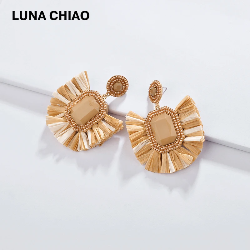Женские серьги из рафии LUNA CHIAO новые модные подвески ювелирные изделия весна лето