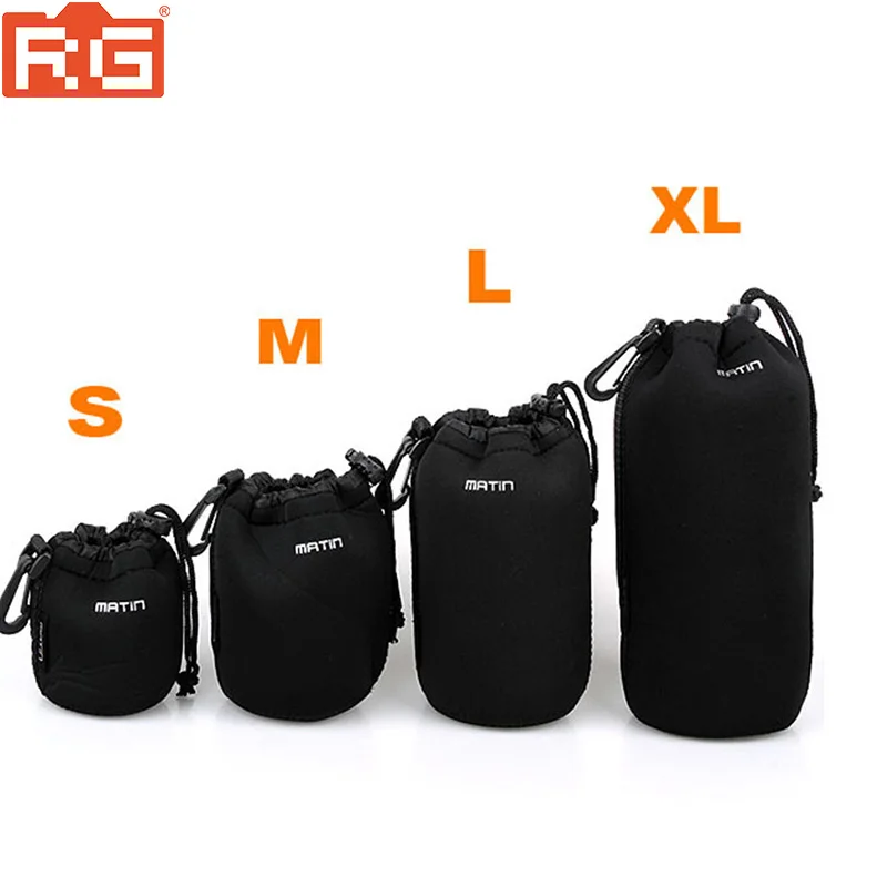Фото Сумка для камеры S/M/L/XL, чехол для объектива, водонепроницаемая сумка, мягкая защита из неопрена для Canon, Nikon, Sony Sigma Tamron, аксессуары для объектива №1
