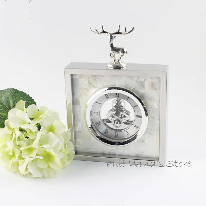 Exquisite fashion silver elk Household table clock Creative animal deer business office clocks | Дом и сад