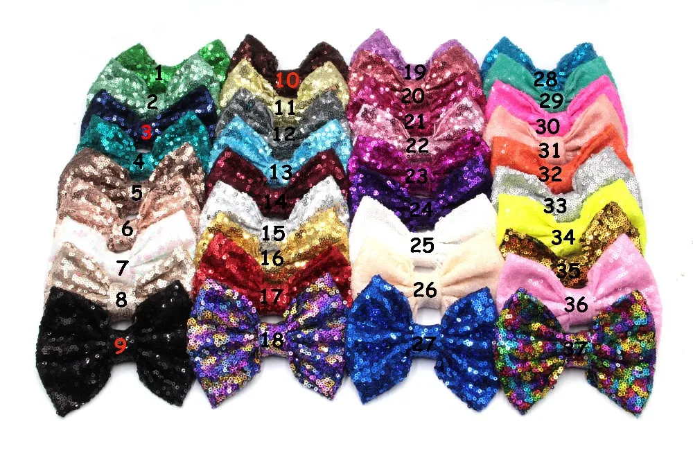

300pcs/lot 37 colors Free Epacket/CPAP 5" Big Sequin Messy Bow without clips, Hair Flower, Hair Bow, Sequin Bows, Hair Accessory