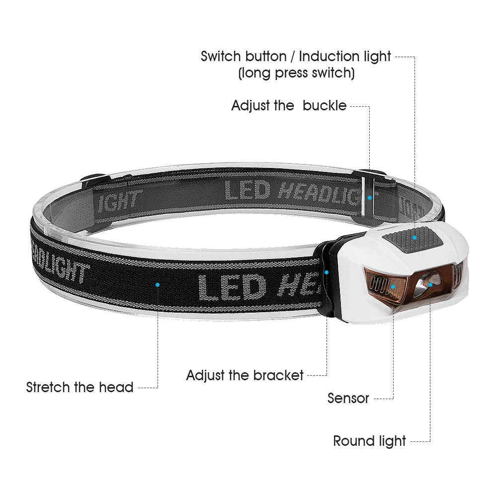 Датчик движения мини головной светильник AAA батарея питание индукционный налобный фонарь XBD светодиодный налобный светильник фонарь аварийный фонарь для ночной рыбалки
