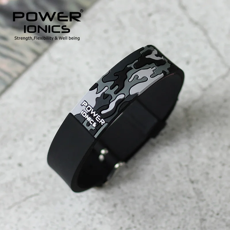 Титаново-ионные FIR 3D наручные браслеты PT048 Power Ionics с камуфляжным рисунком - Окраска металла: Blackgray