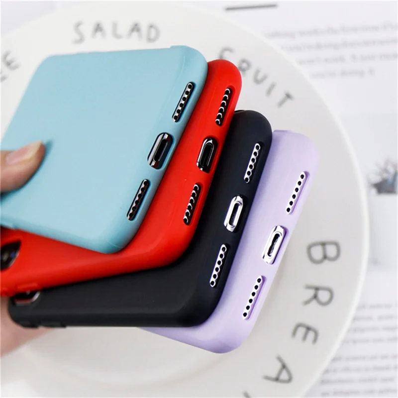 Fashion Simple Solid Color Phone Case For iphone X Cute Candy Back Cover Original Soft TPU Coque |