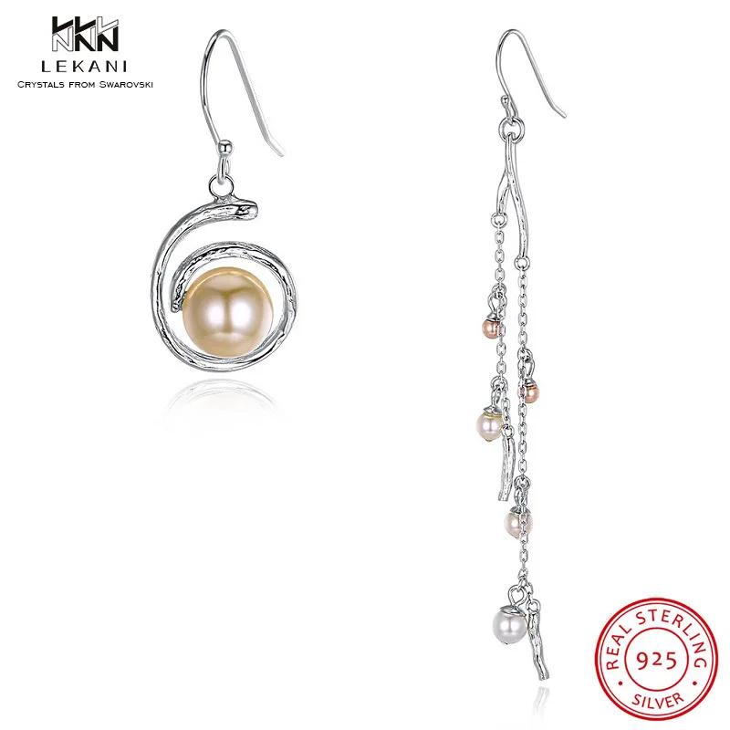 Женские асимметричные серьги капельки LEKANI с кристаллами Swarovski ювелирное изделие
