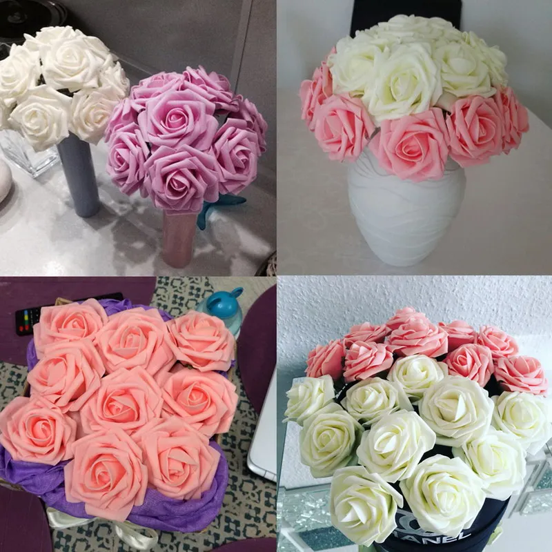 

Yoshiko ПЭ Пена розы поддельные цветы букет Искусственные из ПЭ Пена Цветок для свадьбы невесты букет партии дома DIY украшения