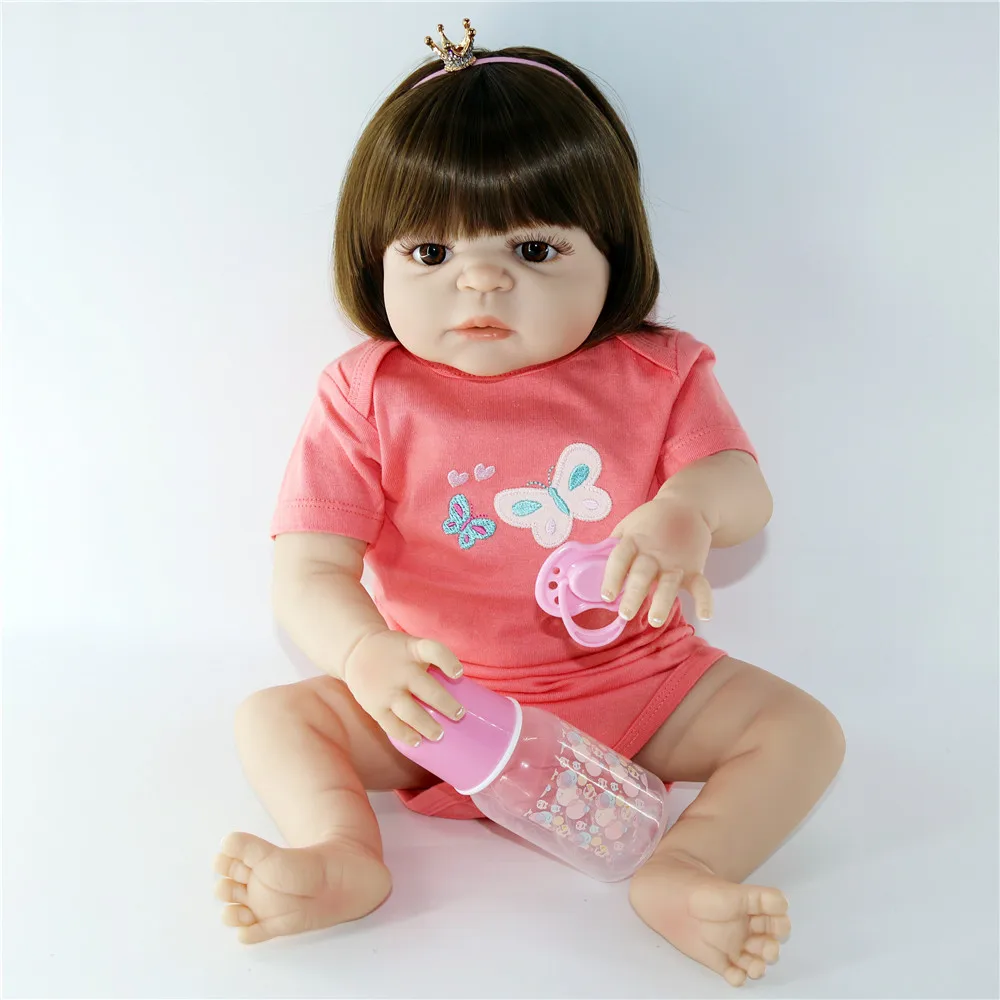 22inch New Handmade Full Silicone reborn baby 57cm Lifelike toddler Bonecas girl kid menina bathe white skin bebe doll for sale | Игрушки и