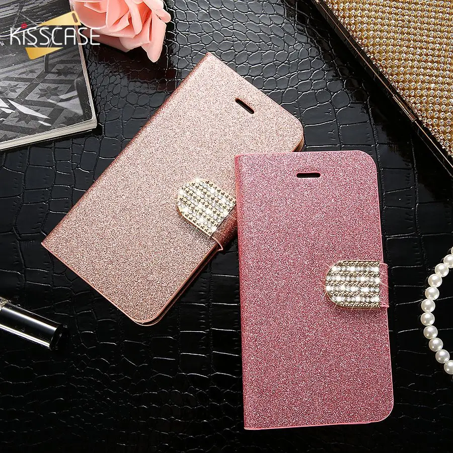 KISSCASE Блестящий Алмазный флип чехол для iPhone 6 6S Plus Роскошный кошелек подставка 5 5S SE
