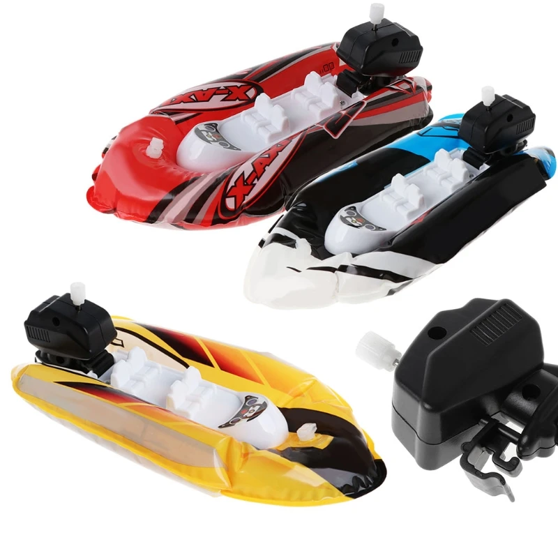 3 pcs/1Set Inflatable Boat Baby Toy Kid Clockwork Wind Up Inflatable Boat Ship Play Water Bathroom Bath Toy FR024