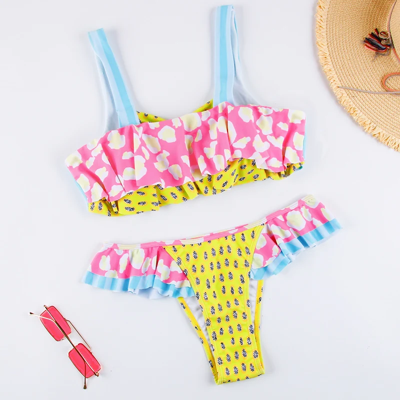 Женский бикини-бандо бикини с принтом и рюшами 2019 | Женская одежда