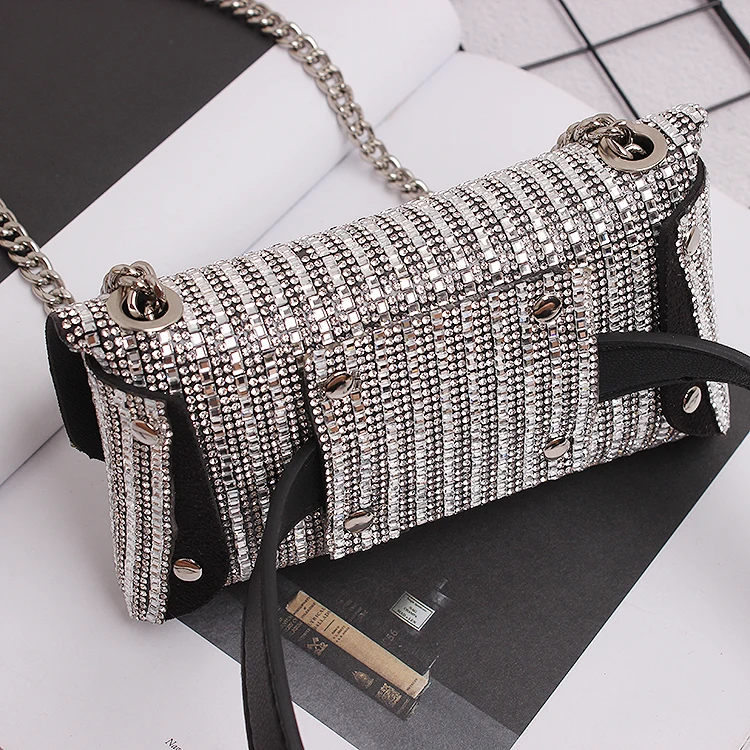Luxury Designer Fanny Pack Rhinestone Women Waist Bag Money Phone Pouch Fashion Lady Belt Bag Purses Chain Shoulder Bag