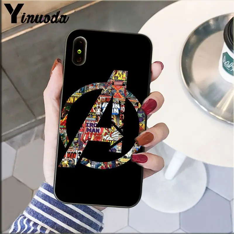 Yinuoda Marvel Мстители Герои комиксы DIY Роскошный Высокий протектор на конце чехол для iPhone 6S 6plus 7plus 8 8Plus X Xs MAX 5 5S XR