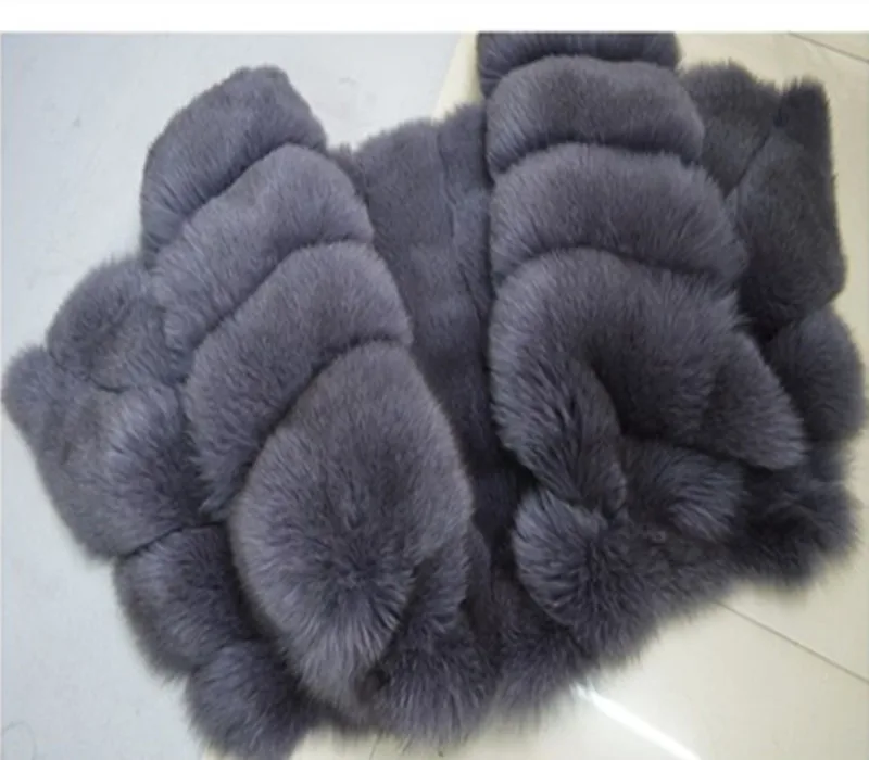 

FURSARCAR Real Fur Coat Size S-4XL Material Blue Fox Fur Full Pelt Thickening Short Model Full Sleeve O Neck C64