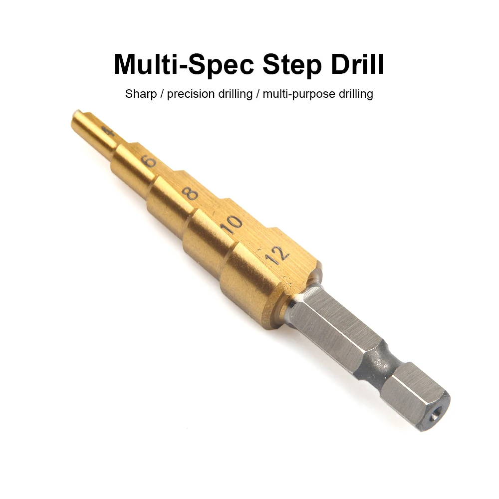 JelBo 1/4 &quotдюймовый Титан покрытием ступенчатая Буровая головка бура Шестигранная
