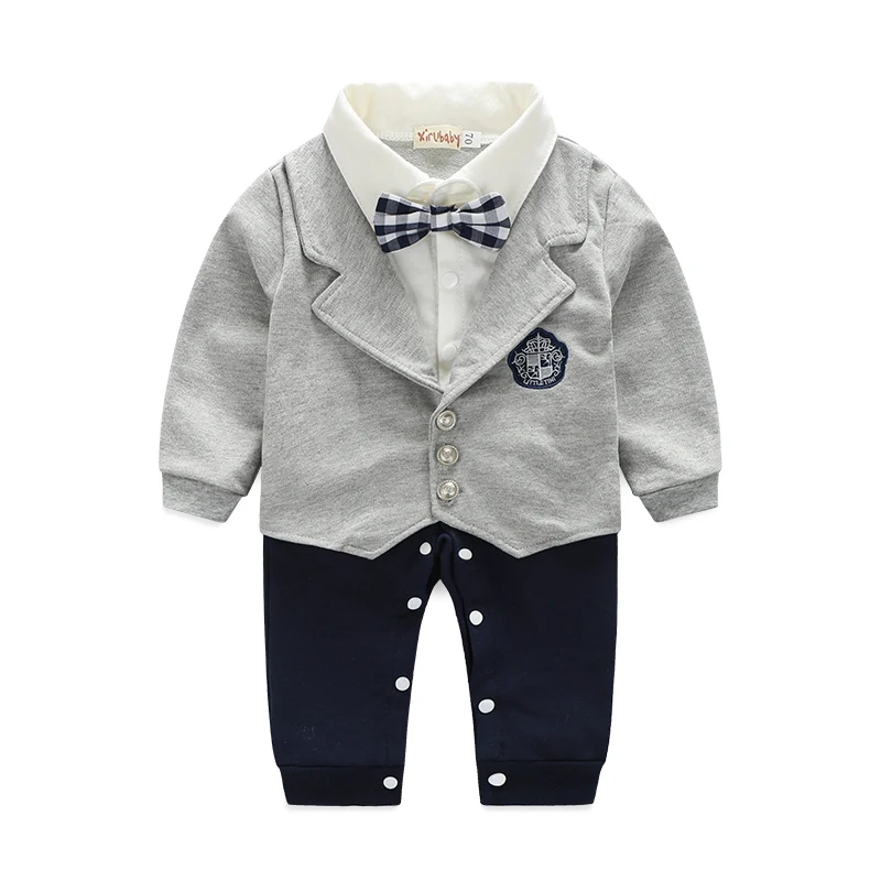 Gentleman baby clothes cotton costume long sleeve romper for wedding and party |