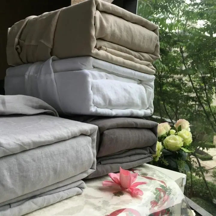 100% льняные комплекты постельного белья однотонные Цвет Лен пенька дома Texiles